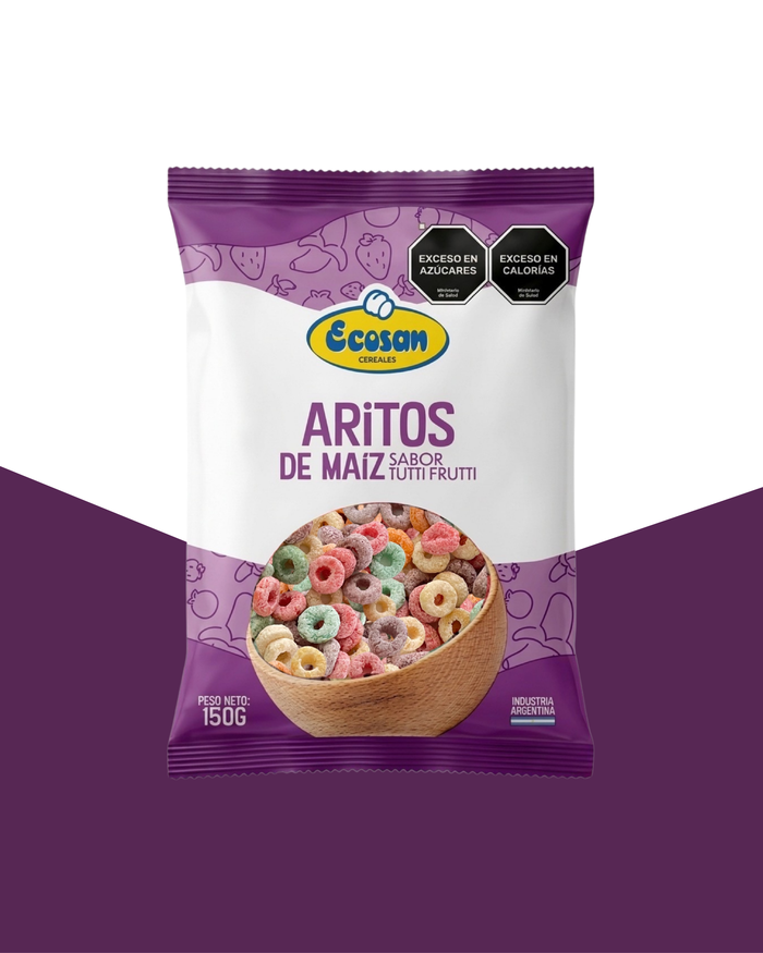 Aritos de maíz sabor tutti frutti - Ecosan Alimentos