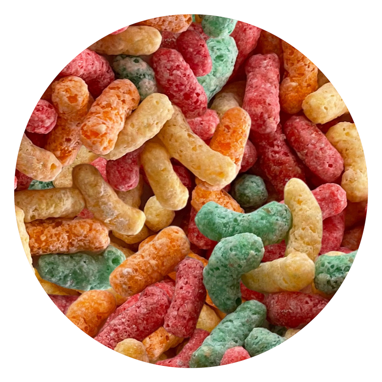 Gusanitos de maíz frutal color a granel