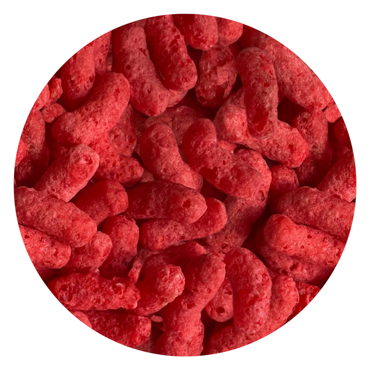 Gusanitos de maíz sabor frutilla a granel